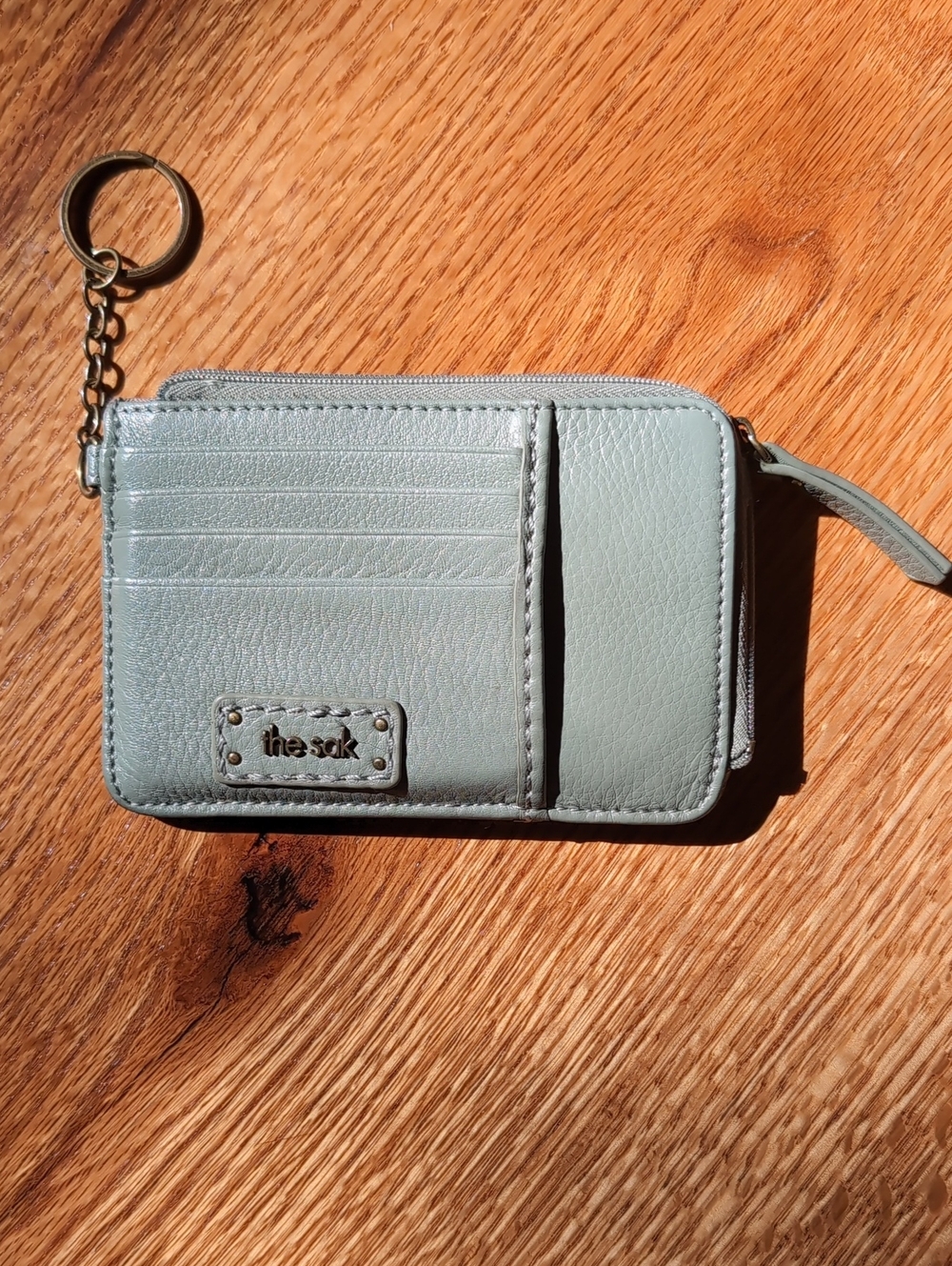 The Sak Seafoam Green Card Holder Wallet with Keyring